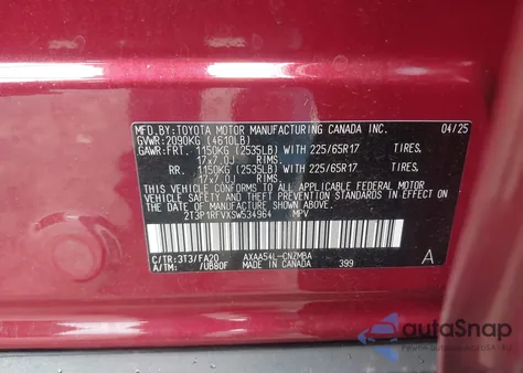 2025 Toyota Rav4 Xle from USA, damaged, VIN 2T3P1RFVXSW534964
